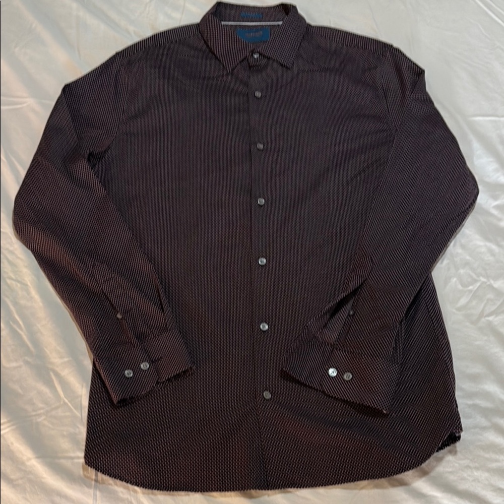 Fairlane Men's Navy Blue, Red, and Silver Checkered Slim Fit Shirt